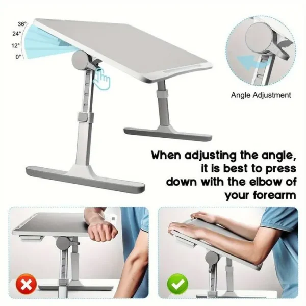 Laptop Desk for Bed, Adjustable Bed Table with USB Charge Port - Image 3