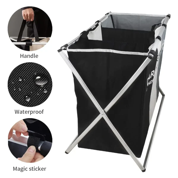 3 Grids Laundry Basket Foldable Dirty Clothes Organizer Bathroom - Image 5