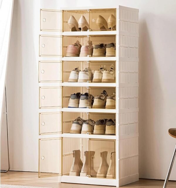 Tiered Foldable Shoe Rack Storage Box for Wardrobe