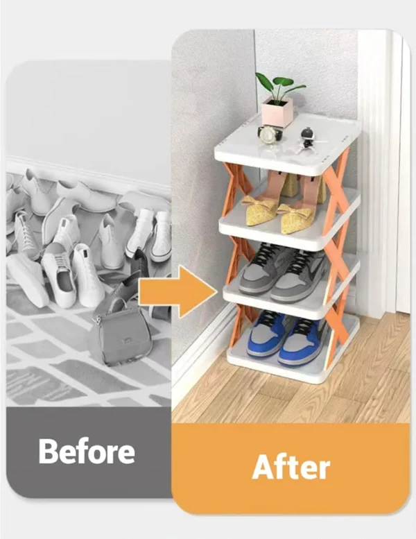 6 Layer Shoe Rack Design Lightweight Adjustable Plastic Foldable Shoe Cabinet - Image 5