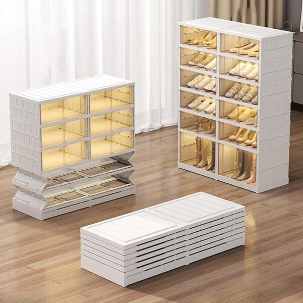 Tiered Foldable Shoe Rack Storage Box for Wardrobe - Image 3