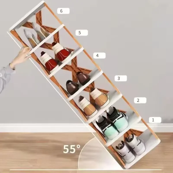 6 Layer Shoe Rack Design Lightweight Adjustable Plastic Foldable Shoe Cabinet - Image 2