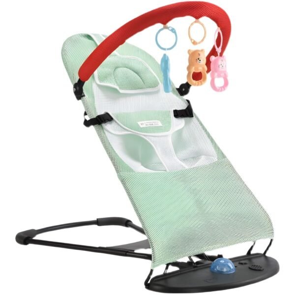 "Foldable Baby Rocker with Mesh Seat and Activity Toys - Image 9