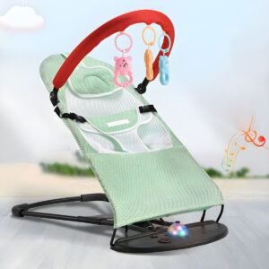 "Foldable Baby Rocker with Mesh Seat and Activity Toys
