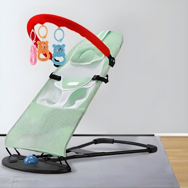 "Foldable Baby Rocker with Mesh Seat and Activity Toys - Image 7