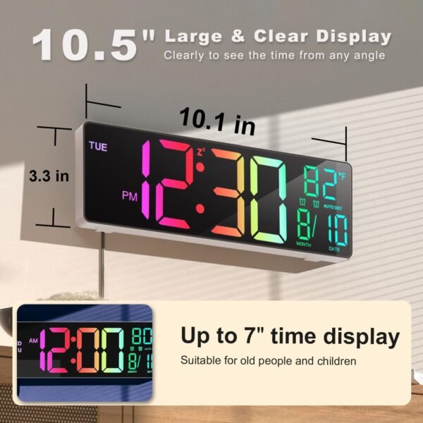 Digital Alarm Clock with Colorful LED Light - Image 2